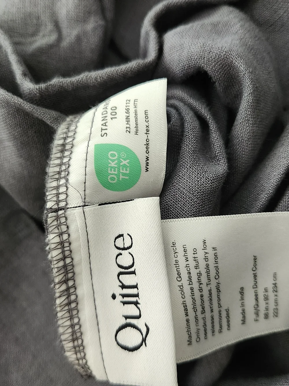 NWT Quince European Linen Duvet Cover Set Full/Queen Night Fall Gray